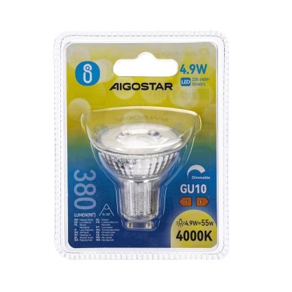 Dæmpbar LED-pære GU10/4,9W/230V 4000K - Aigostar