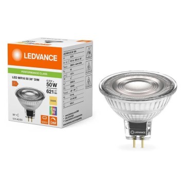 Dæmpbar LED-pære MR16 GU5,3/6,8W/12V 3000K 36° CRI 90 - Ledvance