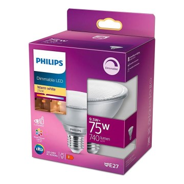 Dæmpbar LED-pære Philips E27/9,5W/230V 2700K