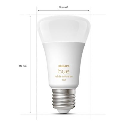 Dæmpbar LED-pære Philips Hue WHITE AMBIANCE E27/8W/230V 2200-6500K