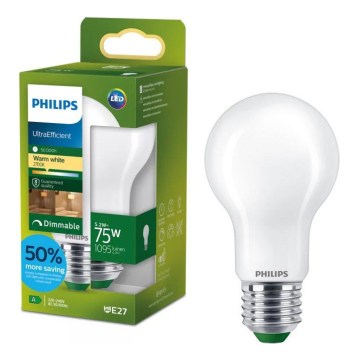 Dæmpbar LED-pære ULTRAEFFICIENT Philips A60 E27/5,2W/230V 2700K