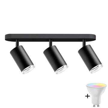Dæmpbar LED RGBW badeværelsesspot TURYN 3xGU10/6W/230V 3000K Wi-Fi IP44 sort