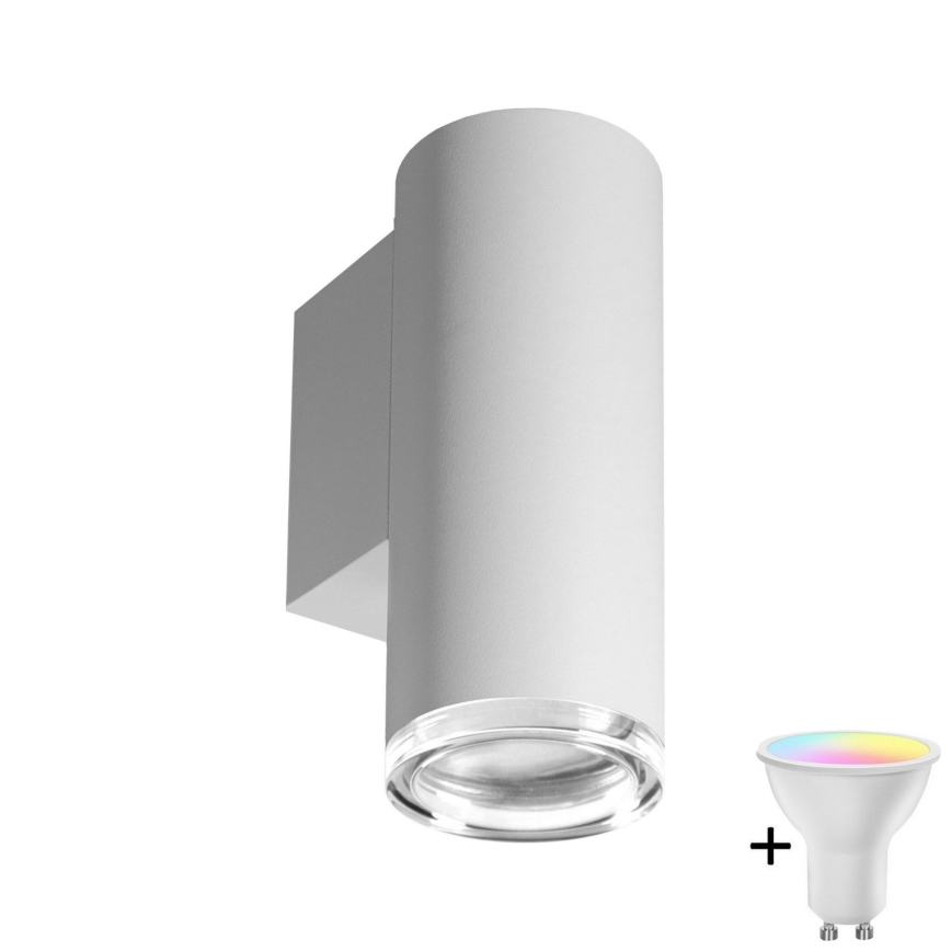 Dæmpbar LED RGBW væglampe til badeværelset TURYN 1xGU10/6,5W/230V 2700-6500K Wi-Fi IP44 hvid