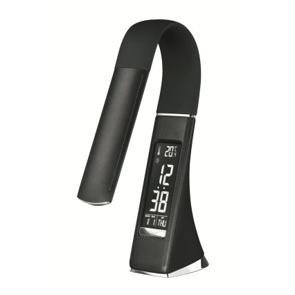LED-dæmpbar berøringsbetjent bordlampe med display, LED/10W/5V, sort