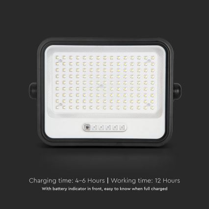 Dæmpbar LED-solcelleprojektør LED/300W/3,2V 2000-8000K IP65 15000 mAh sort + fjernbetjening
