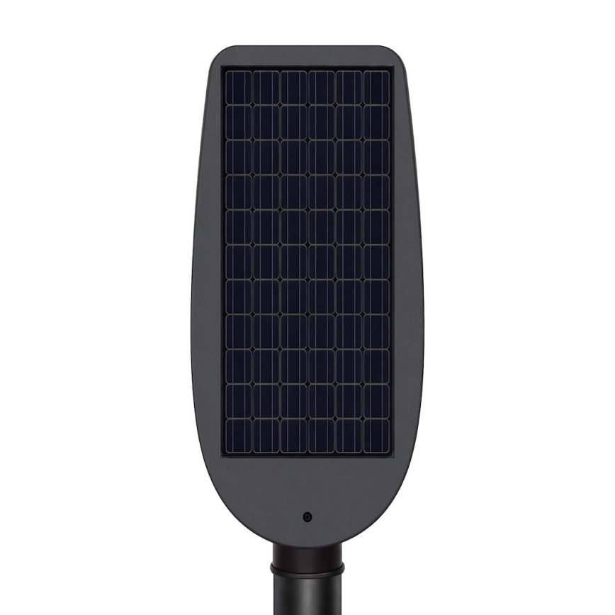 Dæmpbar LED-solcelledrevet gadelampe med sensor VENICE LED/50W/3,2V 4000 mAh IP65, sort + fjernbetjening