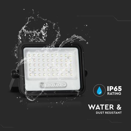 Dæmpbar LED solcelleprojektør LED/100W/3,2V 2000-8000K IP65 5000 mAh sort + fjernbetjening