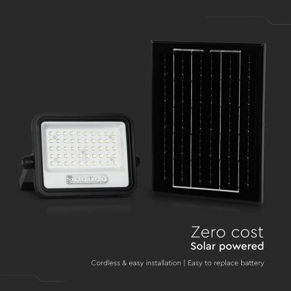Dæmpbar LED solcelleprojektør LED/100W/3,2V 2000-8000K IP65 5000 mAh sort + fjernbetjening