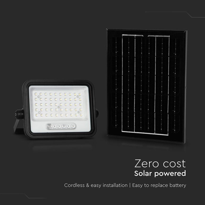 Dæmpbar LED solcelleprojektør LED/100W/3,2V 2000-8000K IP65 5000 mAh sort + fjernbetjening