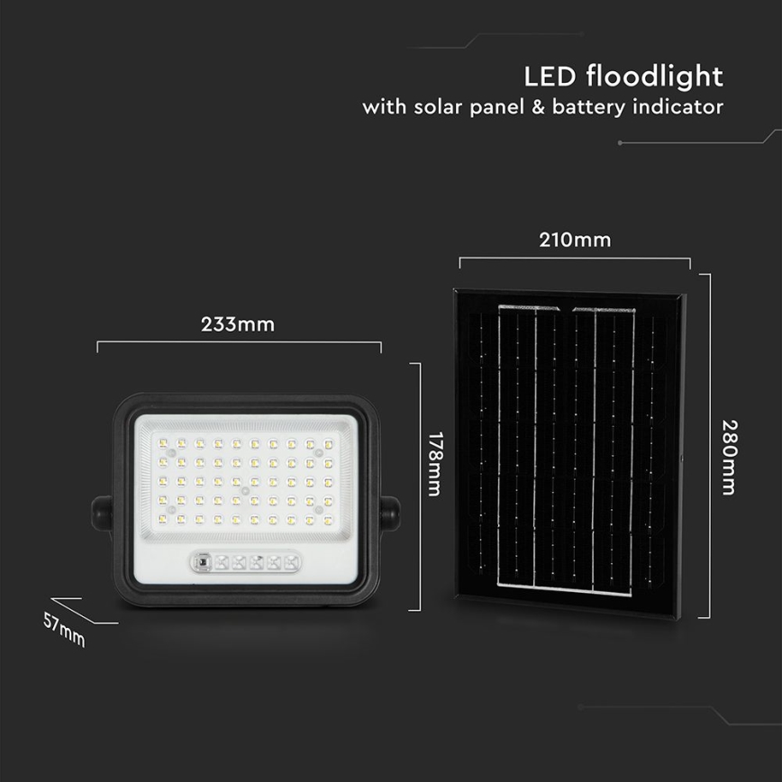 Dæmpbar LED solcelleprojektør LED/100W/3,2V 2000-8000K IP65 5000 mAh sort + fjernbetjening