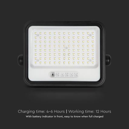 Dæmpbar LED-solcelleprojektør LED/200W/3,2V 2000-8000K IP65 10000 mAh sort + fjernbetjening