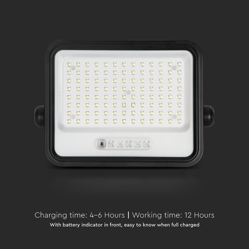 Dæmpbar LED-solcelleprojektør LED/200W/3,2V 2000-8000K IP65 10000 mAh sort + fjernbetjening