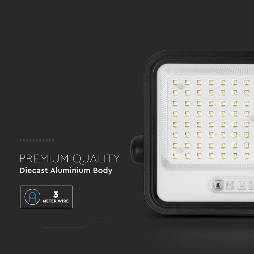 Dæmpbar LED-solcelleprojektør LED/200W/3,2V 2000-8000K IP65 10000 mAh sort + fjernbetjening