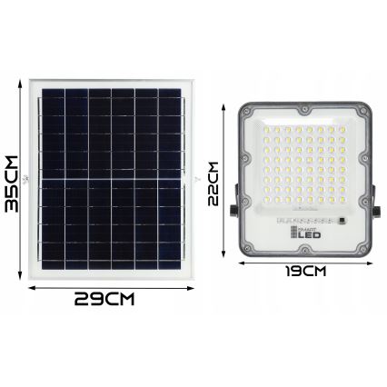 LED dæmpbar solcelleprojektør LED/100W/3,2V 5000K 10500 mAh IP65 sort + fjernbetjening