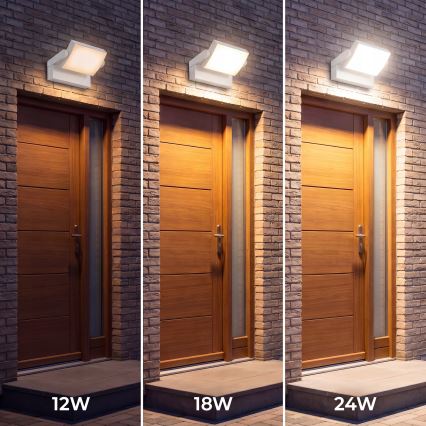LED dæmpbar udendørs vægarmatur LED/12/18/24W/230V 3000/4000/6500K IP54 hvid