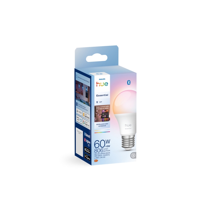 Dæmpbar LED-pære Philips Hue White And Color Ambiance Essential E27/8W/230V 2200-6500K
