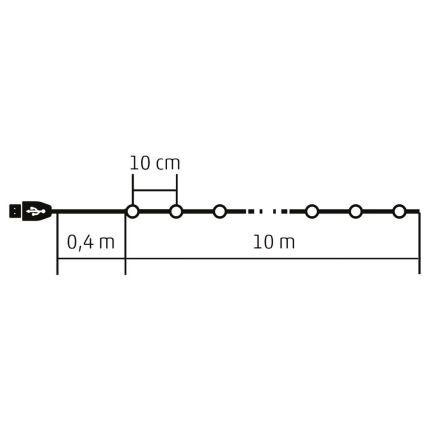 Dæmpbar RGB LED-lyskæde, 100 LEDs, 29 funktioner, 10,4 m