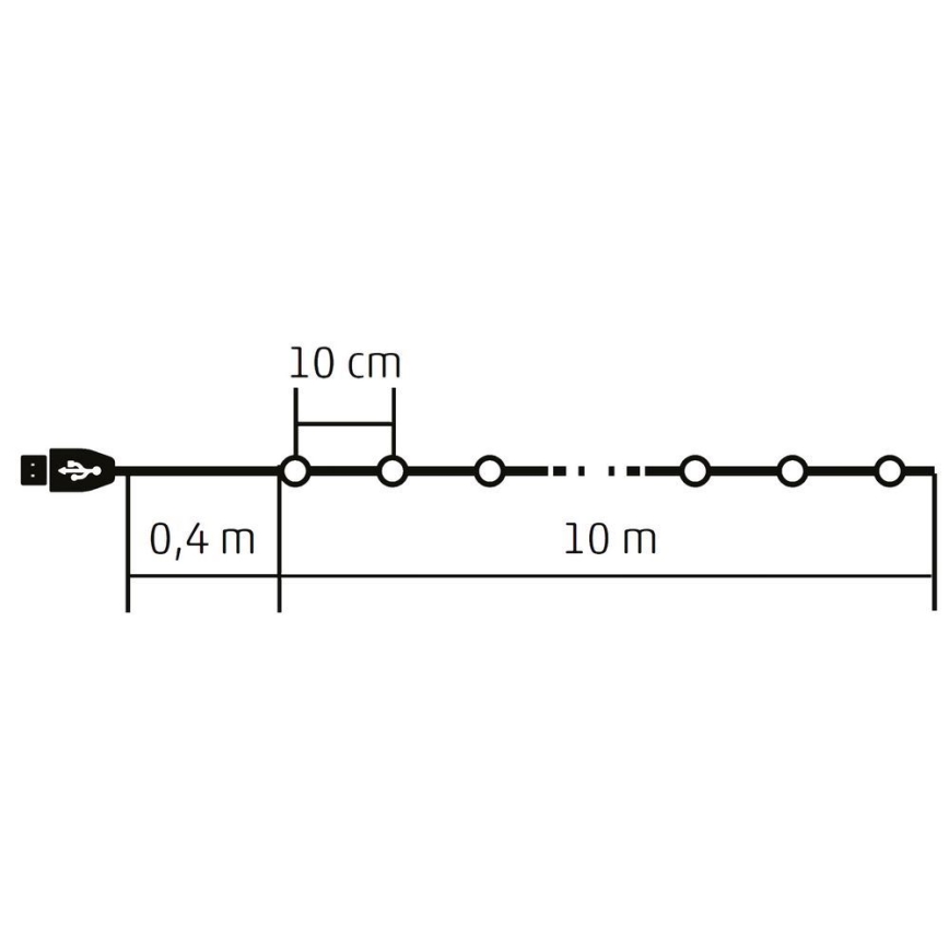 Dæmpbar RGB LED-lyskæde, 100 LEDs, 29 funktioner, 10,4 m