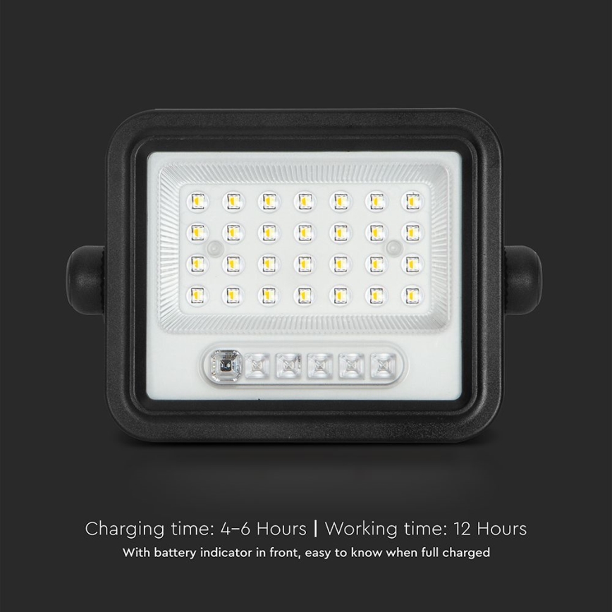 LED-dæmpbar solcelleprojektør LED/50W/3,2V 2000-8000K IP65 3800 mAh sort + fjernbetjening