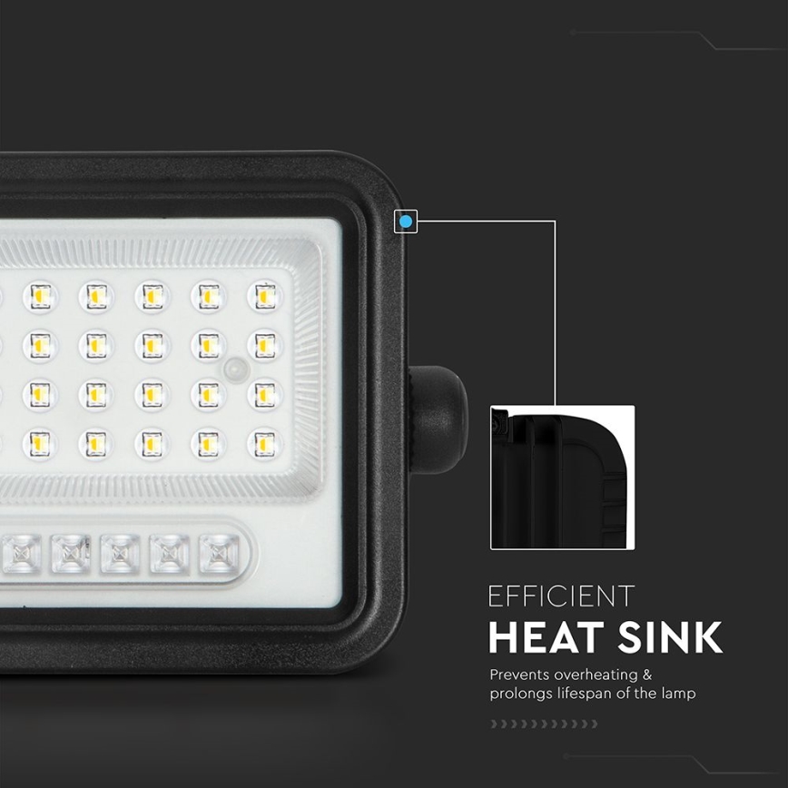 LED-dæmpbar solcelleprojektør LED/50W/3,2V 2000-8000K IP65 3800 mAh sort + fjernbetjening