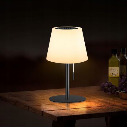 Dæmpbar solcellelampe LED/2W/5V USB 1200 mAh IP44 hvid/sort