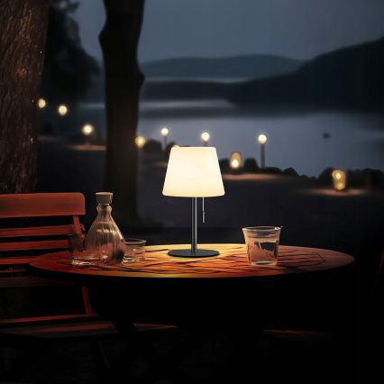 Dæmpbar solcellelampe LED/2W/5V USB 1200 mAh IP44 hvid/sort