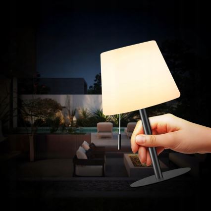 Dæmpbar solcellelampe LED/2W/5V USB 1200 mAh IP44 hvid/sort