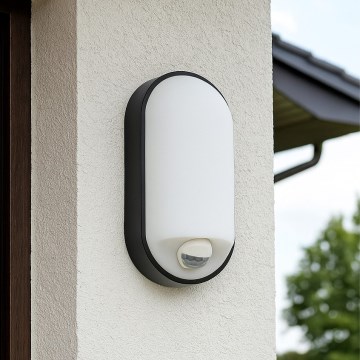 Dæmpbar udendørs LED-væglampe med bevægelsessensor LED/12/15/18W/230V 3000K/4000K/6500K IP65 sort/hvid