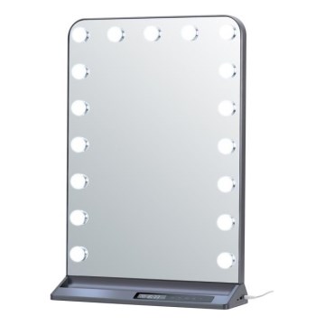 Dæmpbart LED-makeup-spejl HOLLYWOOD LED/18W/230V 3000/4200/6000K grå