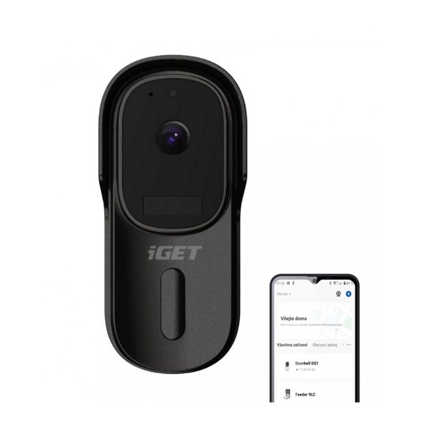 Dørklokke med video med bevægelsessensor Full HD 1080p 5200 mAh IP65 Wi-Fi sort