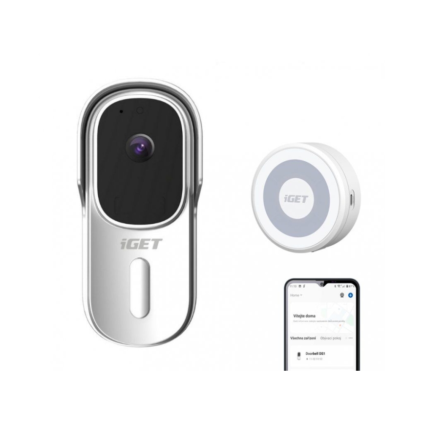 Dørklokke med video med bevægelsessensor Full HD 1080p IP65 Wi-Fi hvid + højtaler