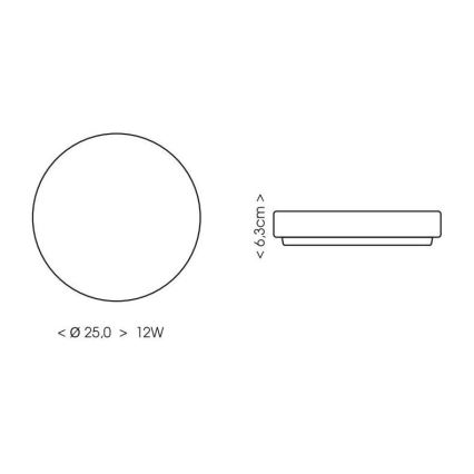 LED loftlampe til badeværelse LIRA LED/12W/230V 4000K diameter 25 cm IP44 sort