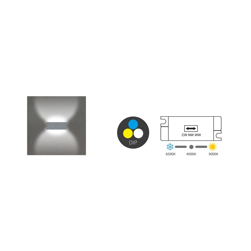 Udendørs LED væglampe BRICK 2xLED/6W/230V 3000/4000/6500K IP65 sort