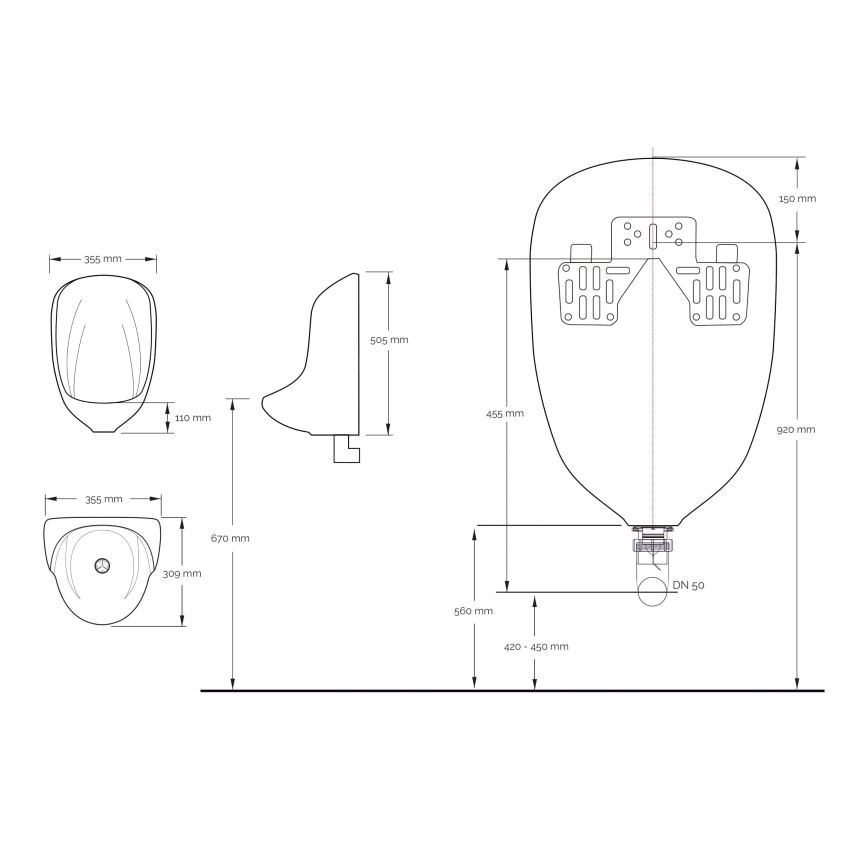 EcoStep 30013 - Vandfri urinal P10 keramik/hvid