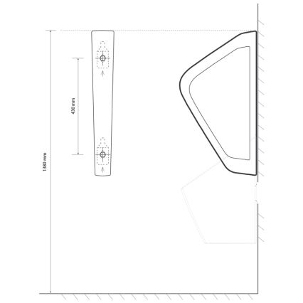 EcoStep 33001 - Urinalskillevæg 57,5x36 cm keramik/hvid
