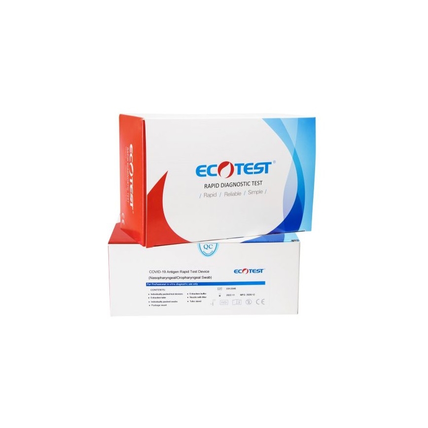 ECOTEST RAPID - Hurtig antigen-test mod COVID-19, pakke med 20 stk.