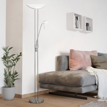 Eglo 25869 - Dæmpbar gulvlampe BAYA 1xR7s/230W/230V + 1xG9/33W mat krom
