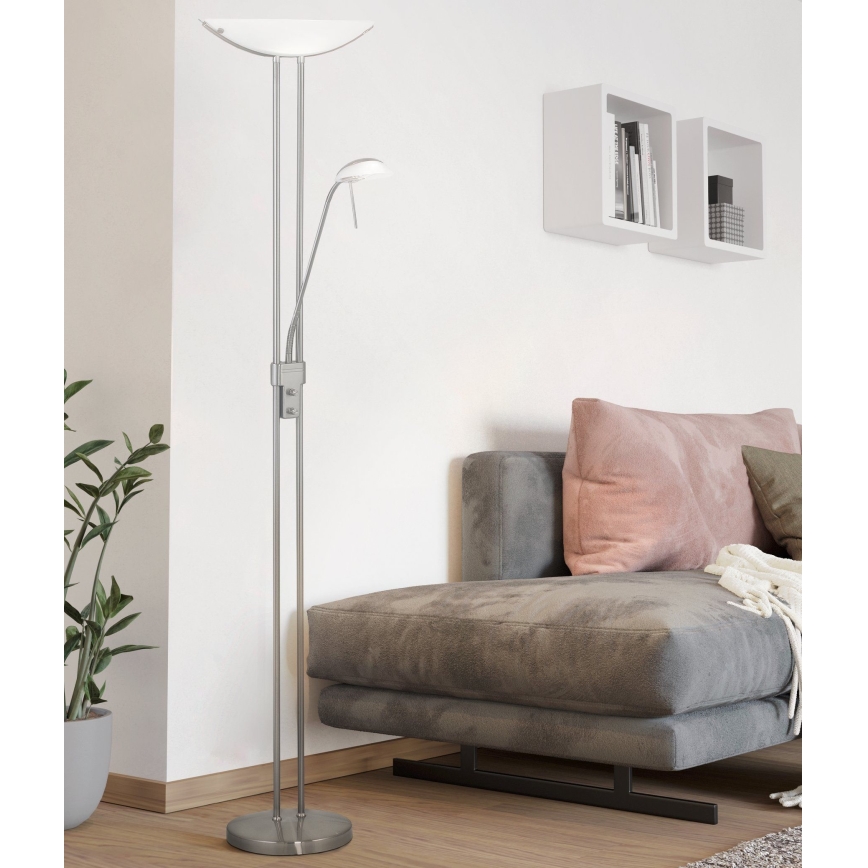 Eglo 25869 - Dæmpbar gulvlampe BAYA 1xR7s/230W/230V + 1xG9/33W mat krom