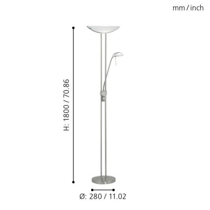Eglo 25869 - Gulvlampe dæmpbar BAYA 1xR7s/230W/230V + 1xG9/33W mat krom