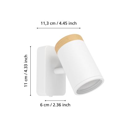 Eglo - Badeværelses vægspot 1xGU10/3W/230V IP44 hvid/beige