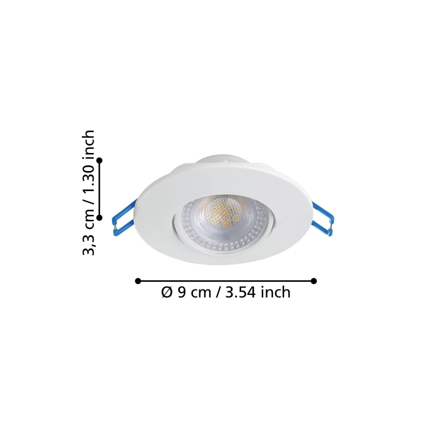 Eglo - Sæt med 3 LED-indbygningsspots LED/4,9W/230V 2700/4000/6500K Ø 9 cm hvid
