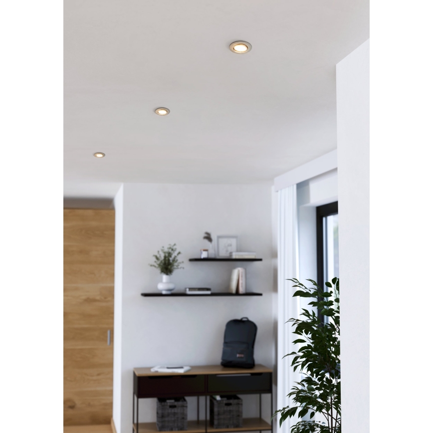 Eglo - Sæt med 3x LED-indbygningsspots LED/4,9W/230V 2700/4000/6500K Ø 9 cm mat krom
