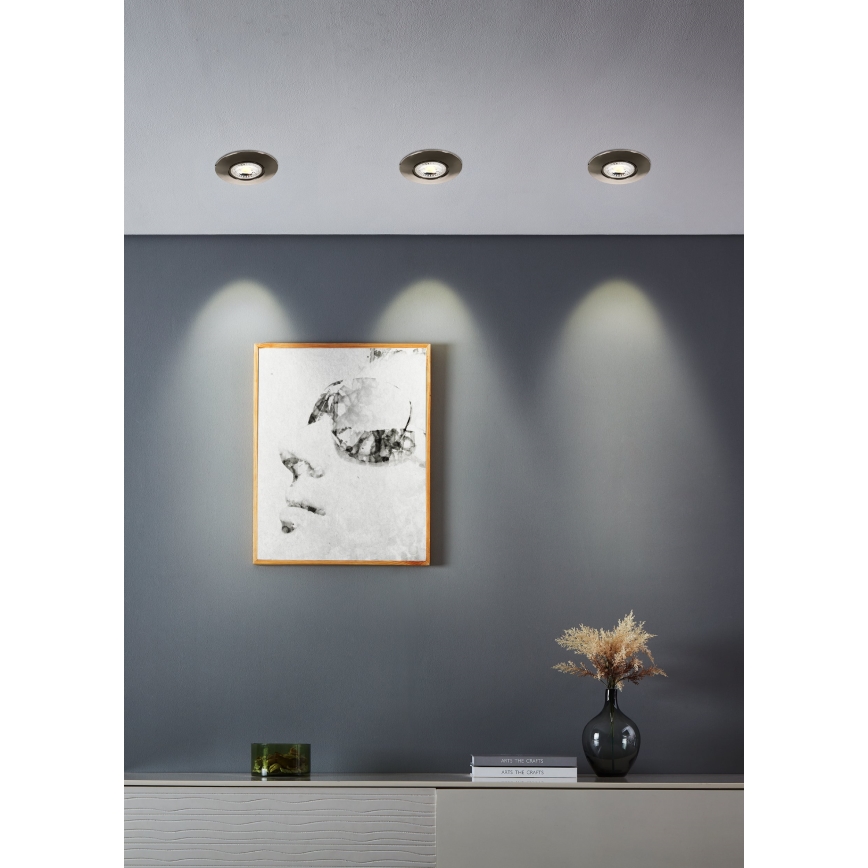 Eglo - Sæt med 7 LED-indbygningsspots LED/4,9W/230V 2700/4000/6500K Ø 9 cm mat krom