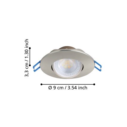 Eglo - Sæt med 7 LED-indbygningsspots LED/4,9W/230V 2700/4000/6500K Ø 9 cm mat krom