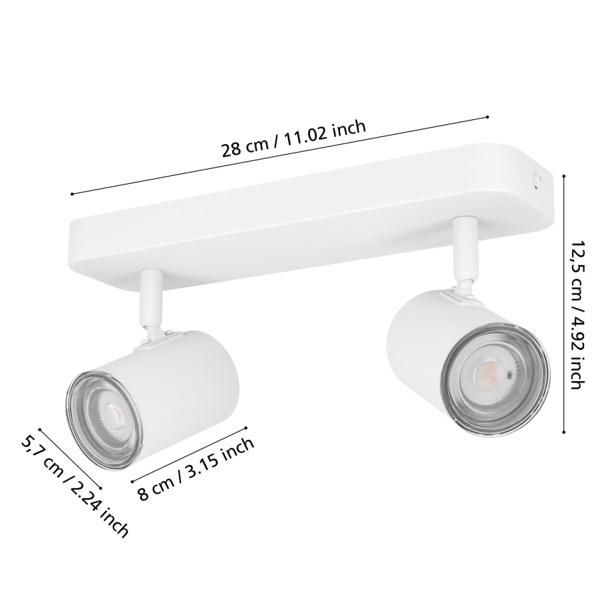 Eglo - Badeværelses-spotlampe 2xGU10/5W/230V IP44 hvid