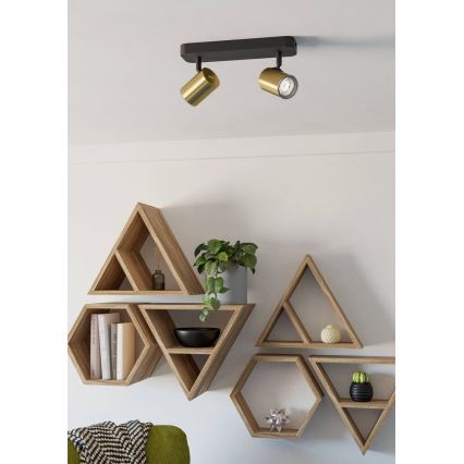 Eglo - Badeværelsesspot 2xGU10/5W/230V IP44 sort/guld