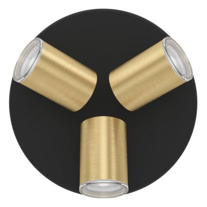 Eglo - Badeværelses-spot 3xGU10/5W/230V IP44 sort/guld