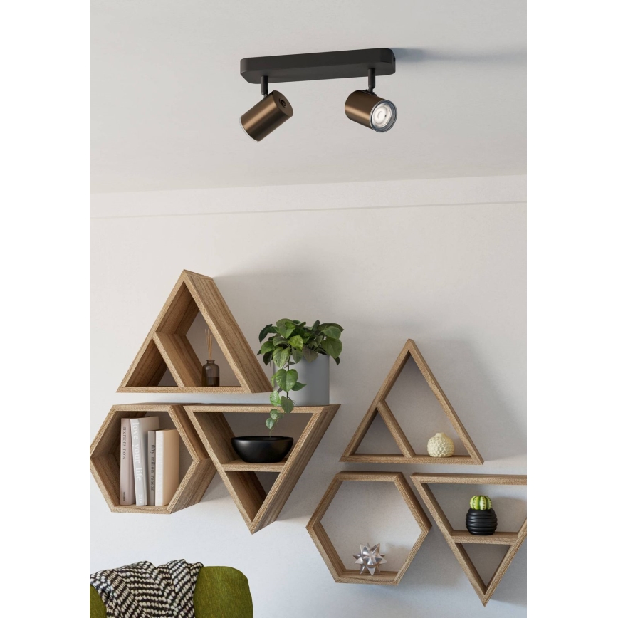 Eglo - Badeværelsesspot 2xGU10/5W/230V IP44 sort/brun