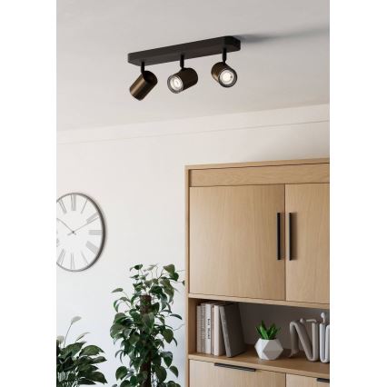 Eglo - Badeværelsesspot 3x GU10/5W/230V IP44 sort/brun