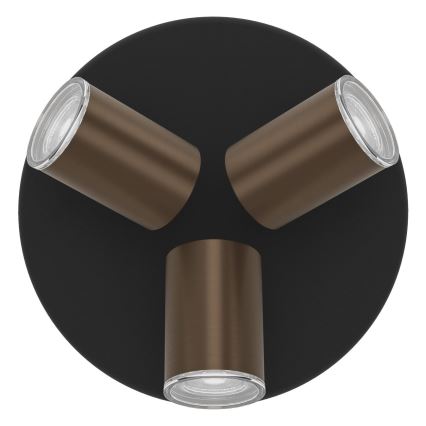 Eglo - Badeværelsesspot 3xGU10/5W/230V IP44 sort/brun